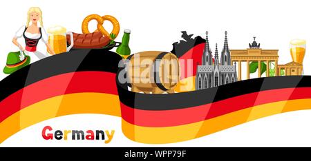 Deutschen Hintergrund Design. Deutschland nationale traditionelle Symbole. Stock Vektor