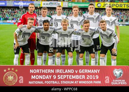 Belfast, UK. 09 Sep, 2019. Belfast, Grossbritannien. 09 Sep, 2019. firo: 09.09.2019 Fußball: Fußball-Euro, Euro-Qualifikation: Nordirland - Deutschland Teamfoto, Deutschland | Verwendung der weltweiten Kredit: dpa/Alamy leben Nachrichten Stockfoto