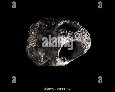 Ein Asteroid auf schwarzem Hintergrund Stockfoto