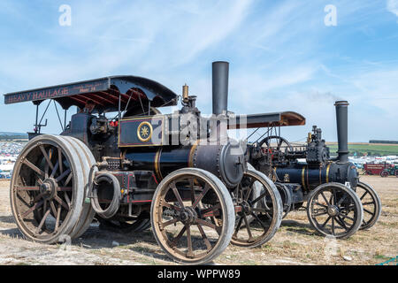 Blandford Forum. Dorset. Vereinigtes Königreich. 24. August 2019. Fahr motoren sind auf dem Display an der Great Dorset Steam Fair. Stockfoto