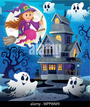 Bild mit haunted House die Punktedichte für Kreise und Quadrate 8. Stock Vektor