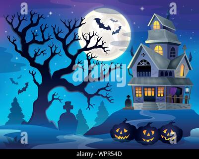 Bild mit haunted House die Punktedichte für Kreise und Quadrate 6. Stock Vektor