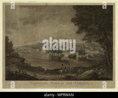 Macdonough's Sieg am Lake Champlain und Niederlage der britischen Armee in Plattsburg durch Genl. Macomb, Sept. 17 1814/bemalt von H. Reinagle; von B.Tanner eingraviert. Stockfoto
