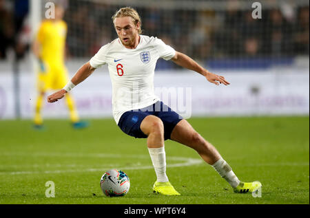 England's Tom Davies während der 2019 UEFA U-21 Europameisterschaft Match am KCOM Stadium, Kingston-upon-Hull. Stockfoto