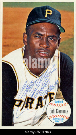 Handsignierte 1960 der era Baseball card der Hall of Fame Spieler Roberto Clemente mit den Pittsburgh Pirates. Stockfoto