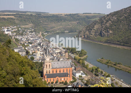Ein Blick auf Oberwesel am Rhein, Deutschland Stockfoto