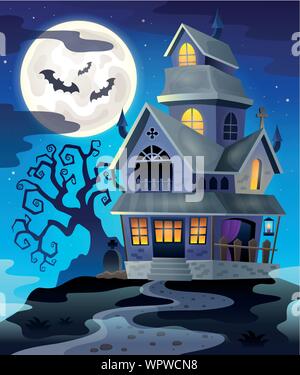 Bild mit haunted House die Punktedichte für Kreise und Quadrate 3. Stock Vektor