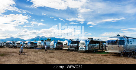 Airstream camping trailers im Vintage Airstream Club Rocky Mountain Rally Stockfoto