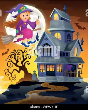 Bild mit haunted House die Punktedichte für Kreise und Quadrate 9. Stock Vektor