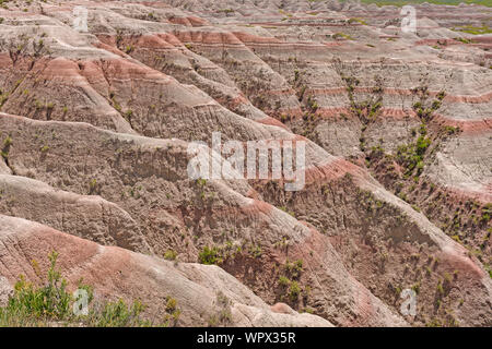 Sediment Layer Details in den Badlands in Badlands National Park in South Dakota Stockfoto