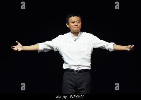 Zhejiang, Zhejiang, China. 10 Sep, 2019. Oktober 13, 2016, Ma nahmen an der 2016 Hangzhou Yunqi Konferenz. Credit: SIPA Asien/ZUMA Draht/Alamy leben Nachrichten Stockfoto