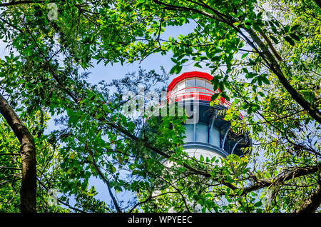 Der St. Augustine Leuchtturm wird dargestellt durch die Bäume, Sept. 6, 2019, in St. Augustine, Florida. Der Leuchtturm wurde 1874 erbaut. Stockfoto