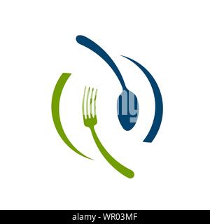 Löffel und Gabel Abstrakte logo Vektorgrafik essen Symbol für das Kochen business Café oder Restaurant Stock Vektor