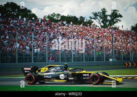 Monza, Italien. 07 Sep, 2019. Renault Sport F1-Team die deutschen Fahrer Nico Hulkenberg konkurriert im Qualifying der F1 Grand Prix von Italien auf dem Autodromo Nazionale di Monza. Credit: SOPA Images Limited/Alamy leben Nachrichten Stockfoto