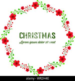 Rund, roter Kranz, für Muster Hintergrundbild von Karte frohe Weihnachten. Vektor Stock Vektor