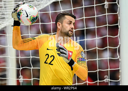 Warschau, Polen. 09 Sep, 2019. Lukasz Fabianski aus Polen in Aktion während der Euro 2020 Qualifiers (Gruppe G) Übereinstimmung zwischen Polen und Österreich (Endstand; Polen 0:0 Österreich) Credit: SOPA Images Limited/Alamy Live Nachrichten gesehen Stockfoto