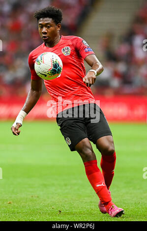 Warschau, Polen. 09 Sep, 2019. David Alaba aus Österreich in Aktion während der Euro 2020 Qualifiers (Gruppe G) Übereinstimmung zwischen Polen und Österreich (Endstand; Polen 0:0 Österreich) Credit: SOPA Images Limited/Alamy Live Nachrichten gesehen Stockfoto