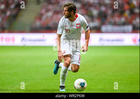 Warschau, Polen. 09 Sep, 2019. Grzegorz Krychowiak aus Polen in Aktion während der Euro 2020 Qualifiers (Gruppe G) Übereinstimmung zwischen Polen und Österreich (Endstand; Polen 0:0 Österreich) Credit: SOPA Images Limited/Alamy Live Nachrichten gesehen Stockfoto