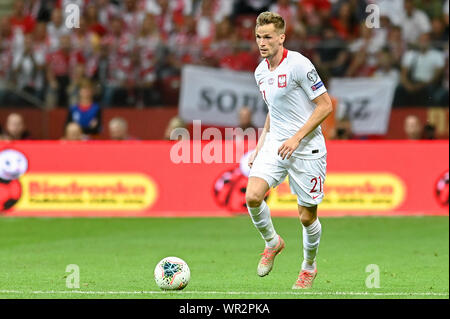 Warschau, Polen. 09 Sep, 2019. Tomasz Kedziora aus Polen in Aktion während der Euro 2020 Qualifiers (Gruppe G) Übereinstimmung zwischen Polen und Österreich (Endstand; Polen 0:0 Österreich) Credit: SOPA Images Limited/Alamy Live Nachrichten gesehen Stockfoto