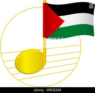 Palästina Flagge und musikalische Note. Musik im Hintergrund. Nationalflagge von Palästina und Musik Festival Konzept Vector Illustration Stock Vektor