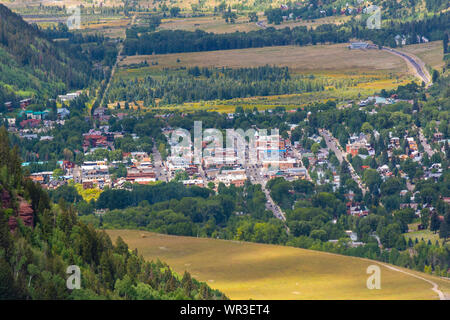 Telluride, Colorado in den Rocky Mountains an einem sonnigen Tag Stockfoto