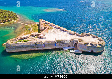 Saint Nikola Festung mit Blick auf die Bucht von Sibenik, Dalmatien, Kroatien Archipel od Stockfoto