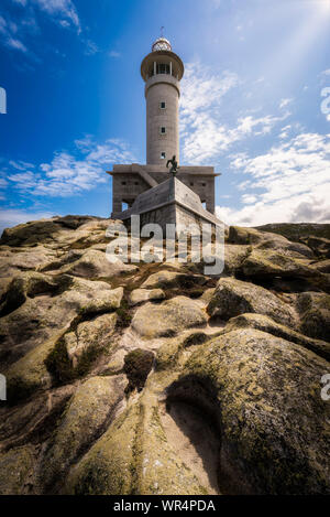 Punta Nariga Leuchtturm (Malpica - A Coruña, Spanien) Stockfoto