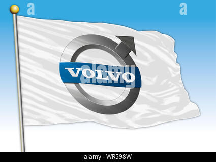 Volvo Car Industrie, Fahne mit Logo, Illustration Stockfoto