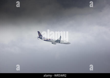 Chiangmai, Thailand - 29. August 2019: HS-TEU-Airbus A330-300 von Thaiairway. Von Chiangmai Flughafen in Bangkok. Stockfoto