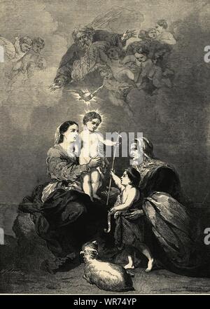 Die Heilige Familie, nach Bartolomé Esteban Murillo. Religiöse. Bildende Kunst 1846 Stockfoto