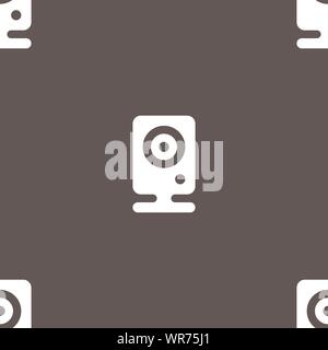 Web Cam Symbol Zeichen. Nahtlose Muster auf einem grauen Hintergrund. Vektor Stock Vektor