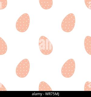 Ostern nahtlose Muster der rosafarbene Eier in der Polka-dot auf einen transparenten Hintergrund. Vektor handgezeichnete Grafik für Frühling Urlaub, Drucken, Pape Verpackung Stock Vektor