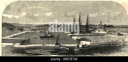 Her Majesty's neue Dampf Yard, an keyham. Devon. Ports 1853 ILN volle Seite drucken Stockfoto