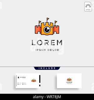 Kamera Fort Logo Vorlage Vektor Symbol Design Stock Vektor