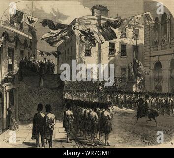 Prinz von Wales (Edward VII) Enthüllung Queen Victoria Statue in Aberdeen 1866 Stockfoto