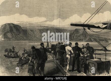 Festlegung der Atlantic Telegraph Kabel, Foilhommerum, Valentia Island. Irland 1866 Stockfoto