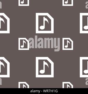 Audio, MP3-Datei Symbol Zeichen. Nahtlose Muster auf einem grauen Hintergrund. Vektor Stock Vektor