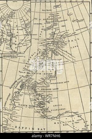 Nordpol Expedition: Karte, die die Expedition Route. Arktis 1876 Karte Stockfoto