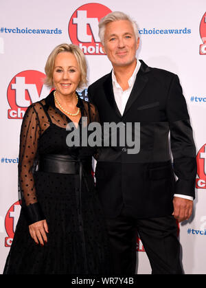 Martin Kemp und Shirlie Holliman Teilnahme an der TV-Choice Awards im Hilton Hotel, Park Lane, London statt. Stockfoto