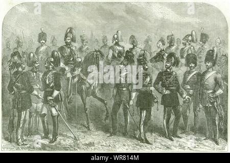 Britische Armee Kavallerie uniformen Lancers Horse Life Guards Dragoner Artillerie 1856 Stockfoto