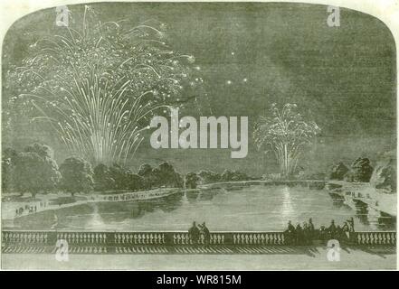 Krim Krieg Frieden Gedenken. Hyde Park und Green Park Feuerwerk. London 1856 Stockfoto