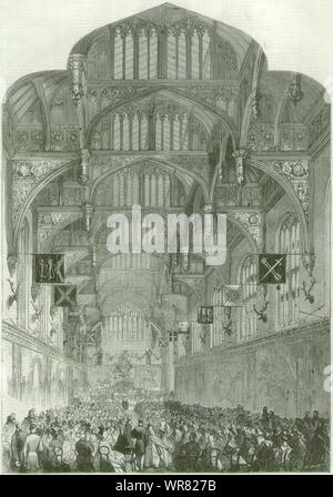 Hampton Court Großer Saal Konzert für den Lancashire cotton Hungersnot Fonds 1863 Stockfoto