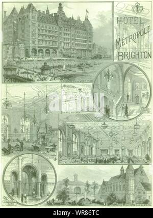 Hotel Métropole Brighton Esszimmer Türkisches Bad Küche. Sussex 1890 Stockfoto