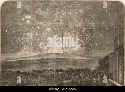 Krim Krieg Frieden Gedenken. Feuerwerk auf der Primrose Hill. London 1856 Stockfoto