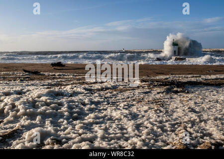 Leuchtturm IN ANGLET STRAND UND HAFEN BAYONNE PORT AQUITAINE FRANKREICH - LE PHARE D'ANGLET À L'Entrée du Port de BAYONNE © Frédéric BEAUMONT Stockfoto