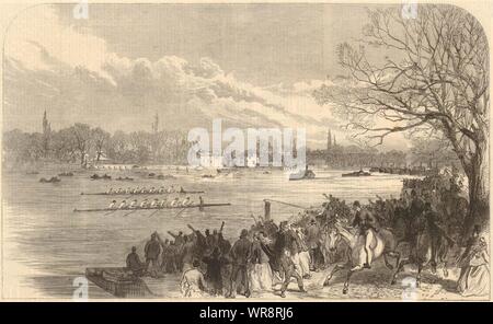 Oxford & Cambridge University Boat Race: Die Übergabe der Crabtree W6 1866 Stockfoto