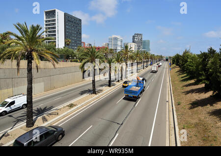 Ronda Litoral, Autobahn, in der Nähe der Strand Nova Mar Bella, Barcelona, Katalonien, Spanien Stockfoto