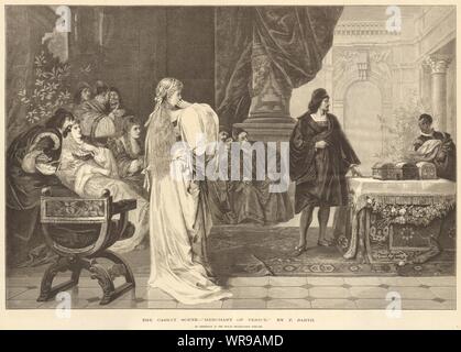 Die Schatulle Szene-'Merchant von Venedig", die von F. Barth. Shakespeare 1875 Stockfoto