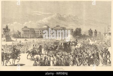 Das Government House, Kalkutta (Kolkata). Indien 1876 Antike ILN volle Seite drucken Stockfoto
