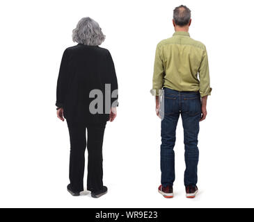 Rückseite des Paares auf weißem Hintergrund Stockfoto